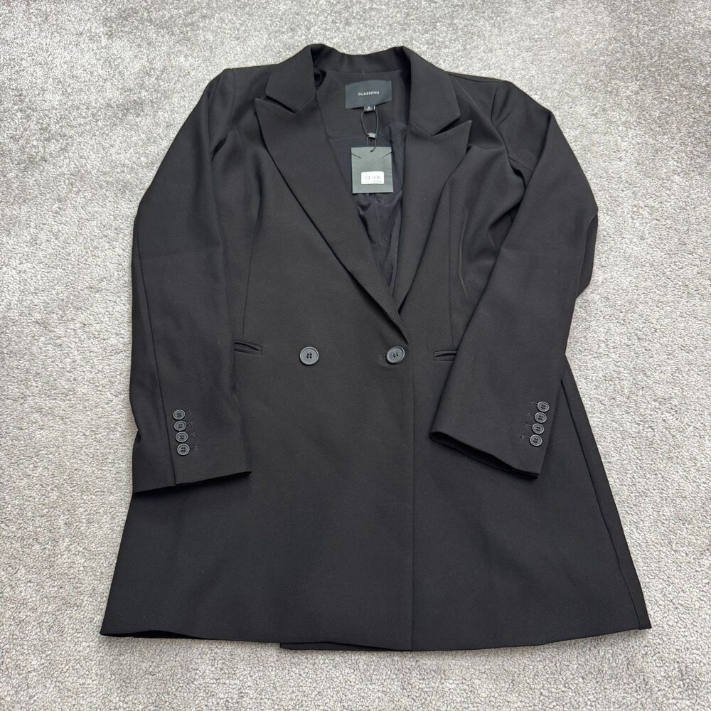 Glassons Double Breasted Blazer Jacket Women 6 Black Notch Lapel Career Work NWT